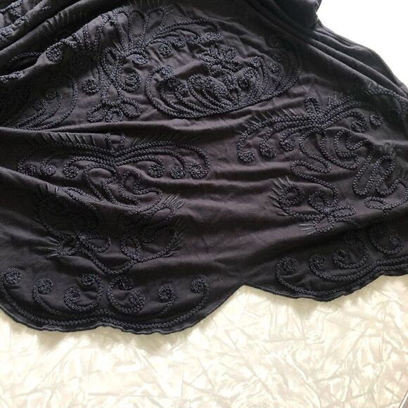 soft surroundings black embroidered sheer sleeves scalloped hem petite large - Picture 11 of 12